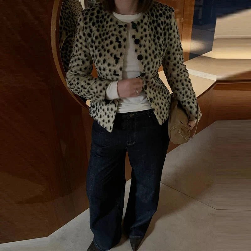 Leoparden-Kunstfell-Cropped-Jacke