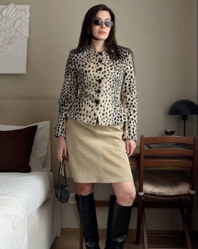 Leoparden-Kunstfell-Cropped-Jacke