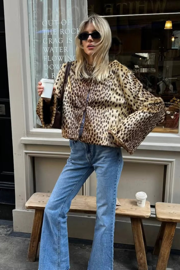 OLANE Leopard Faux Fur Relaxed Jacket SWomen's Coats & Jackets