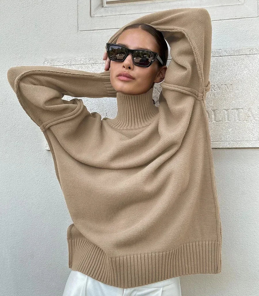 OLANE Lexi Turtleneck Knit Sweater BeigeSSweaters