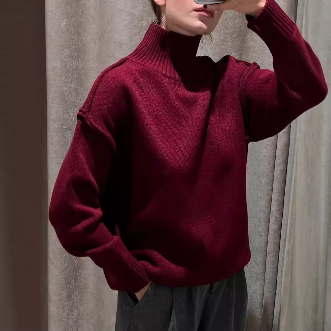 OLANE Lexi Turtleneck Knit Sweater BurgundySSweaters