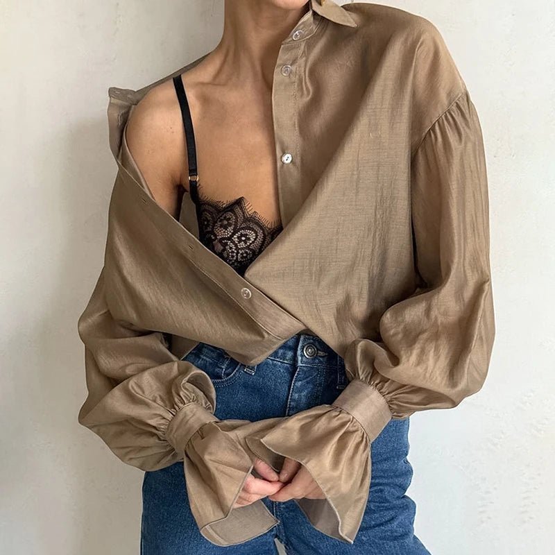 Langärmelige Chiffon-Transparentbluse