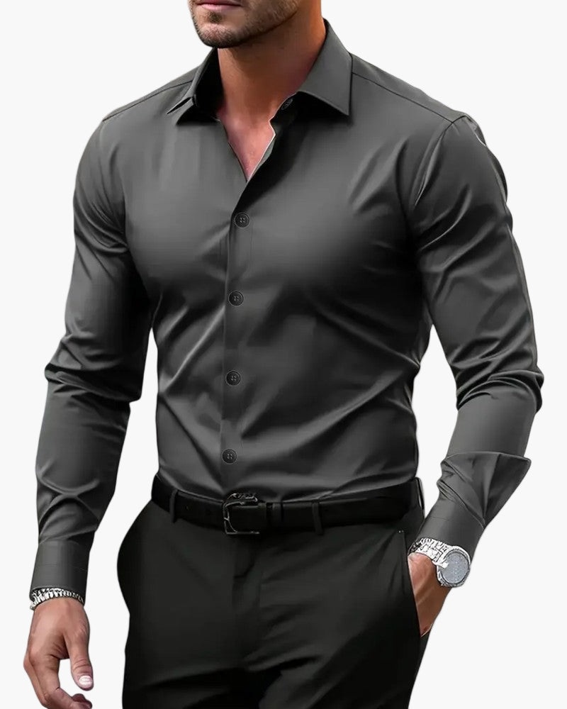 Afsa – Elegantes Langarm-Poloshirt mit Knopfleiste