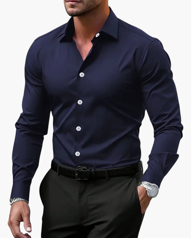 Afsa – Elegantes Langarm-Poloshirt mit Knopfleiste