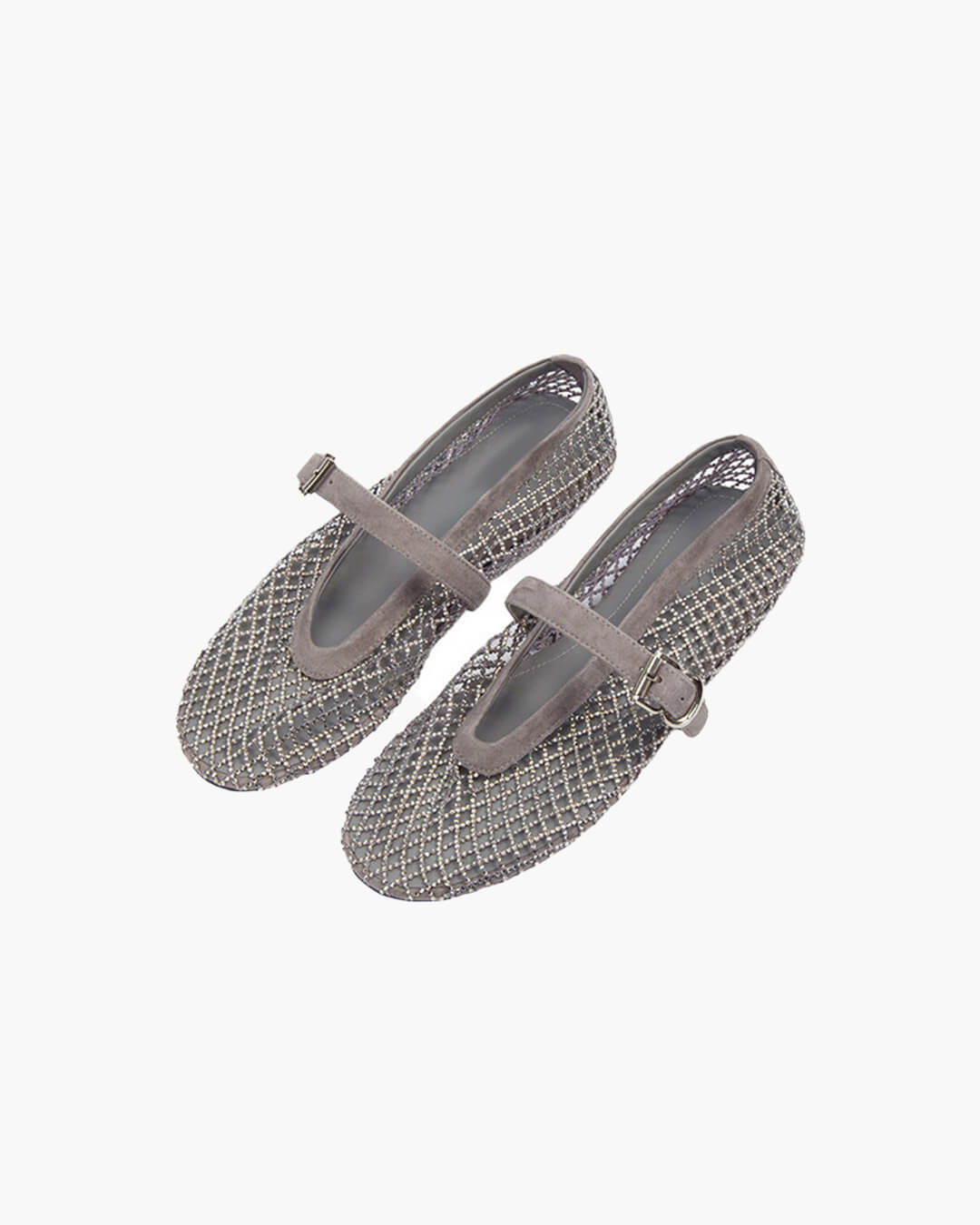 OLANE Mary Jane Rhinestone Mesh Ballet Flats Burgundy35Women's Shoes