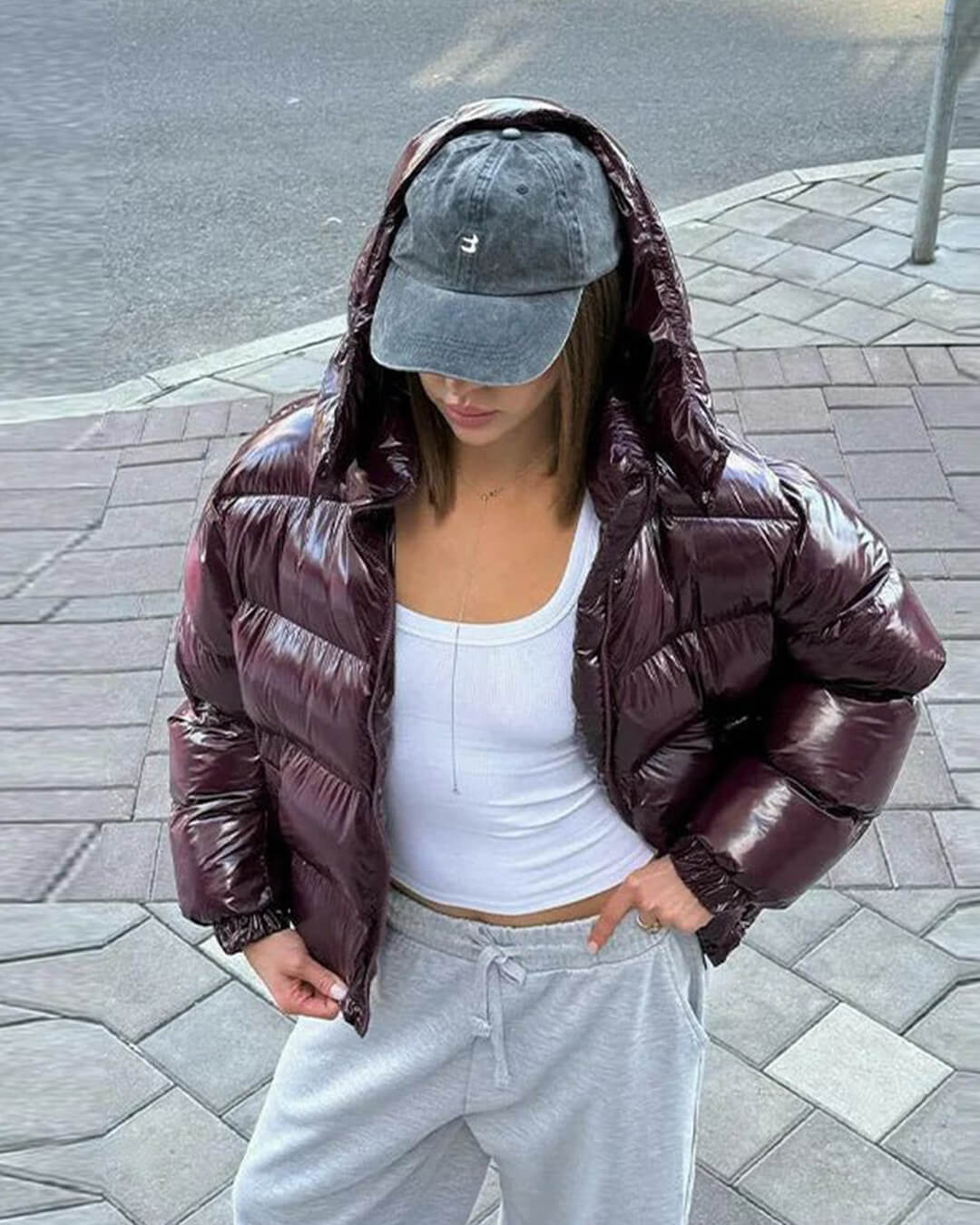 OLANE Mila Hooded Puffer Jacket BurgundyMWomen's Coats & Jackets
