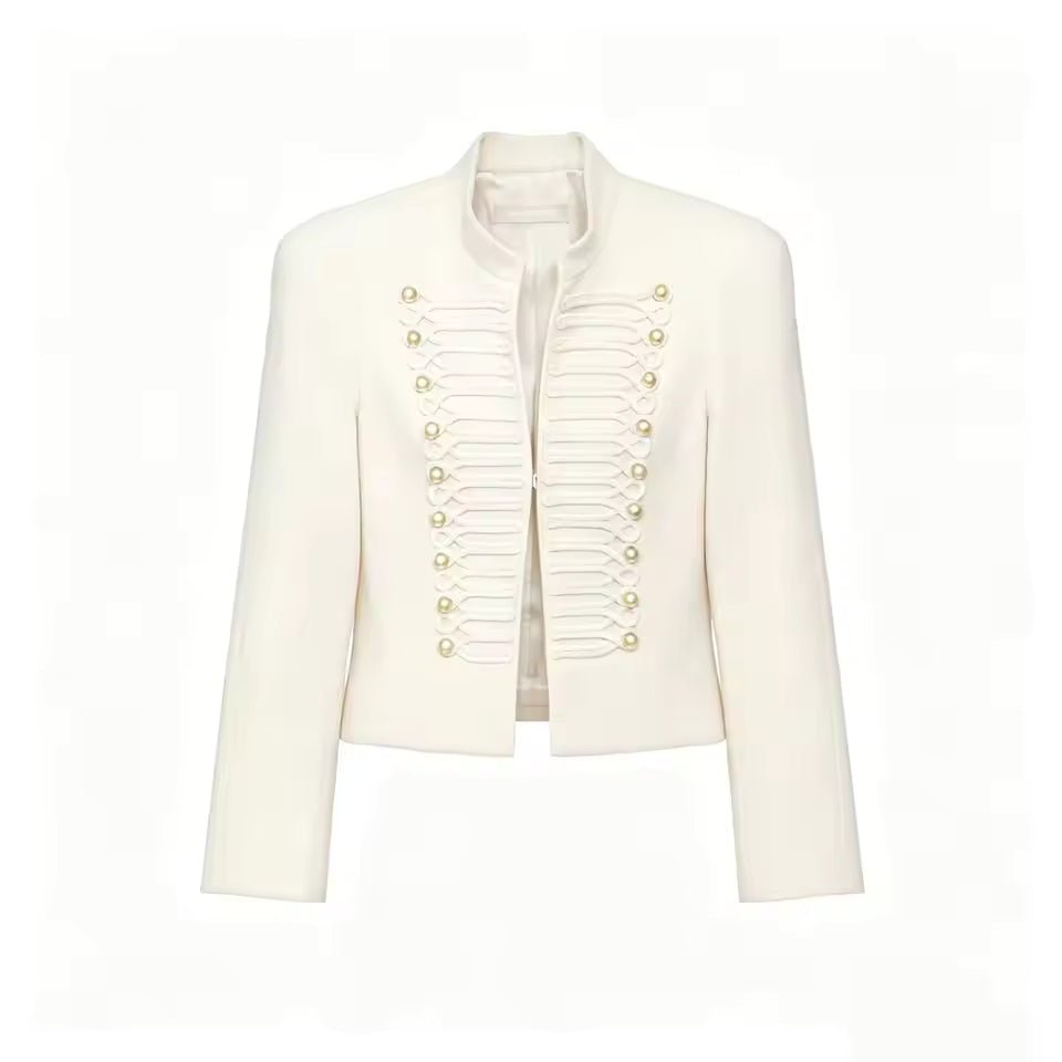 OLANE Military Leather Napoleon Jacket WhiteLWomen's Coats & Jackets