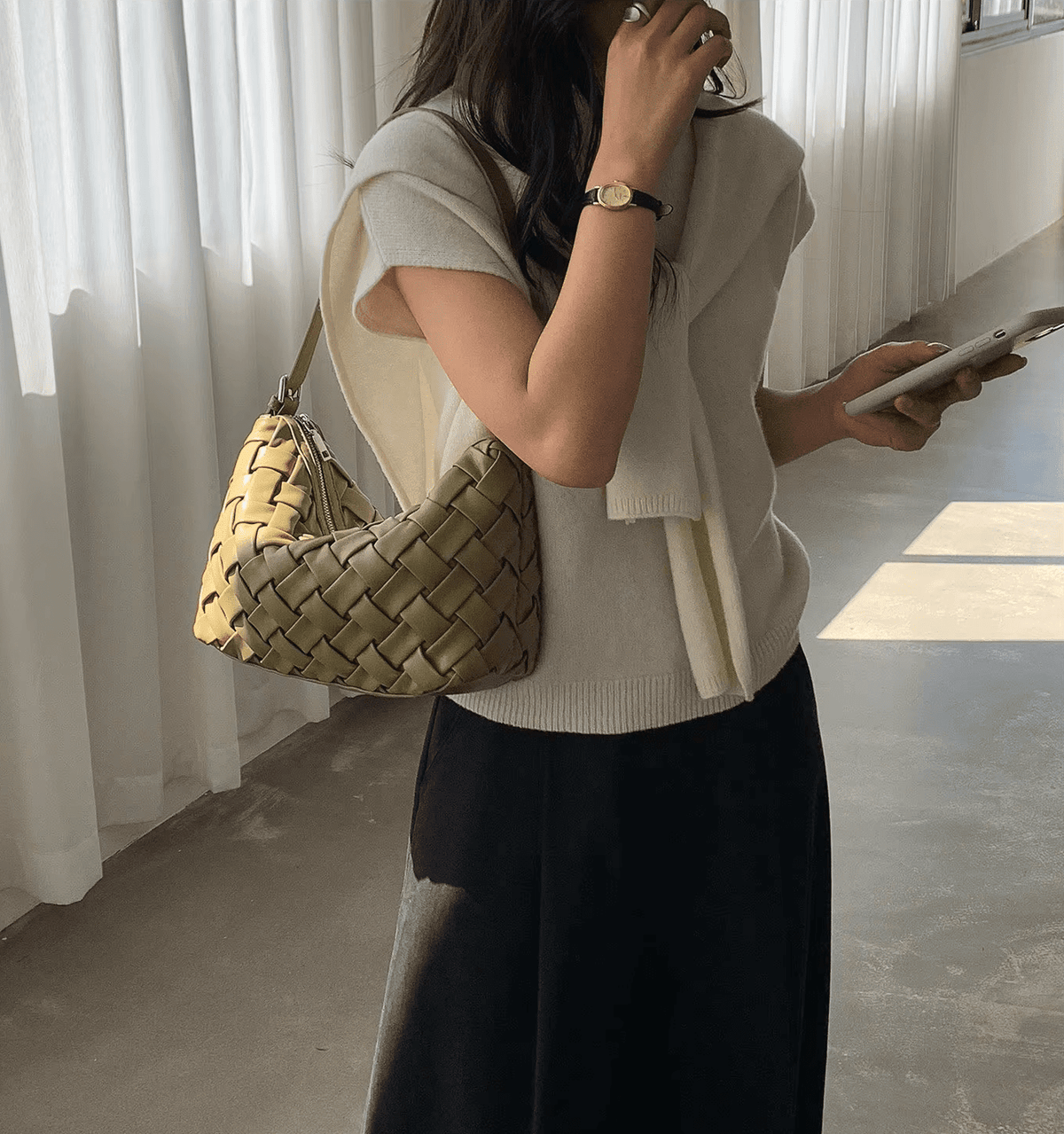 OLANE Minimalist Hobo Shoulder Bag BlackWomen's Handbags