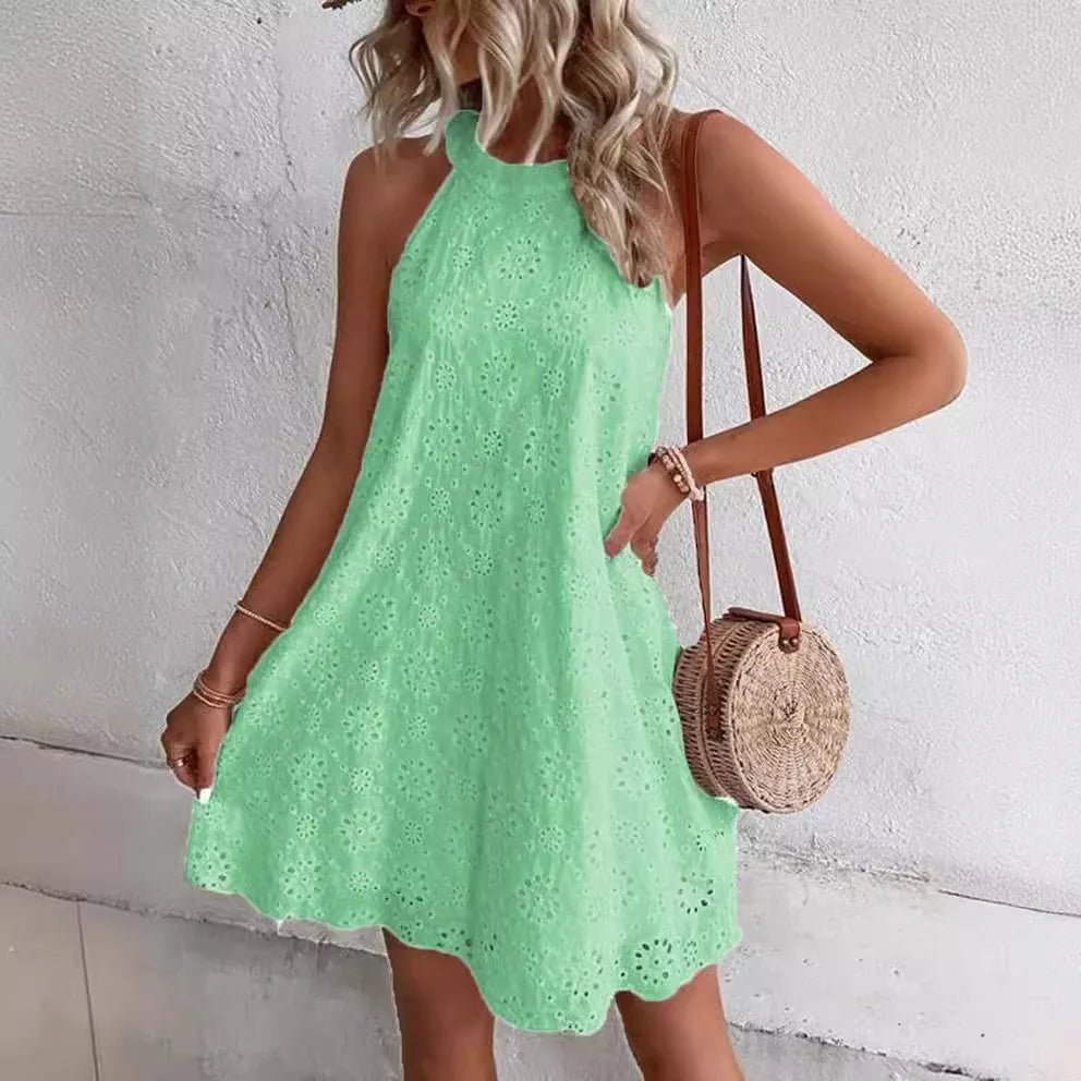 Nicole – Besticktes Boho-Minikleid mit Lochmuster