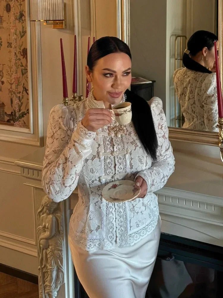 OLANE Nikki Puff Sleeve Lace Blouse WhiteSWomen’s Tops