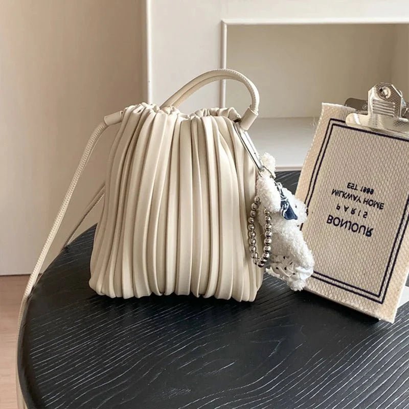 OLANE Pleated Crossbody Mini Bag BeigeBag