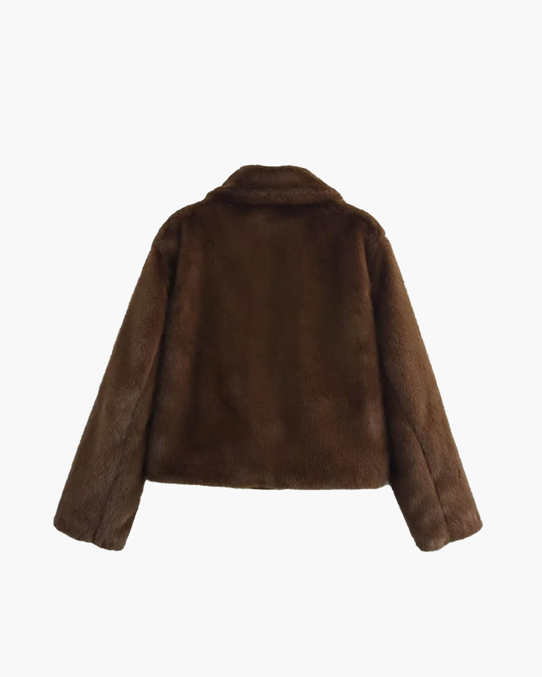 Plüschjacke mit Umlegekragen aus Kunstpelz
