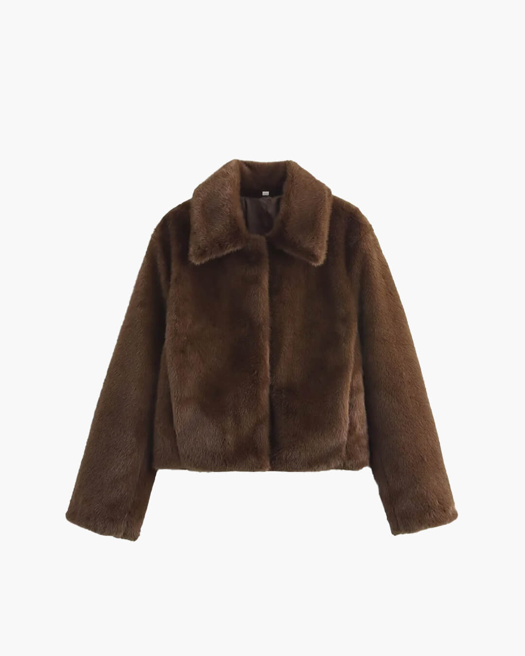 Plüschjacke mit Umlegekragen aus Kunstpelz