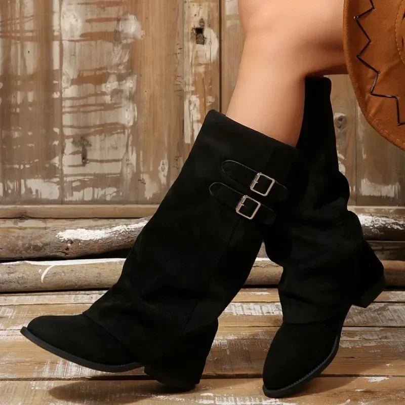 Retro – Schnallen Kniehohe Stiefel