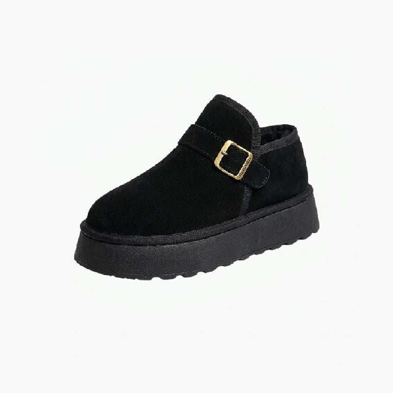 Slip-On Kunstwildleder-Plateau Knöchelstiefel