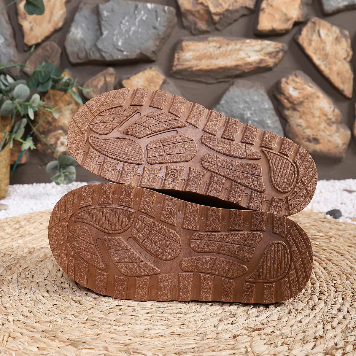 Slip-On Kunstwildleder-Plateau Knöchelstiefel