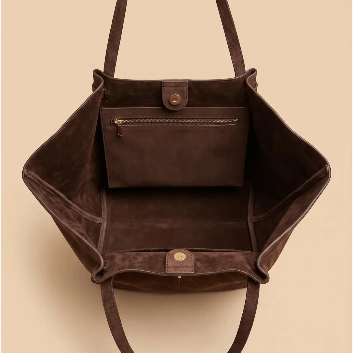 OLANE Spacious Bat-Wing Suede Tote Bag BrownWomen's Handbags