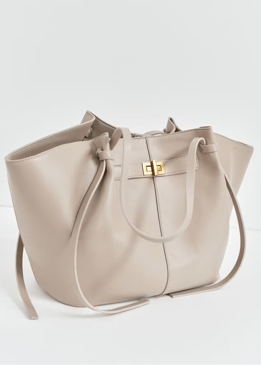 OLANE Spacious Vegan Leather Shopper Bag BeigeRegularBag