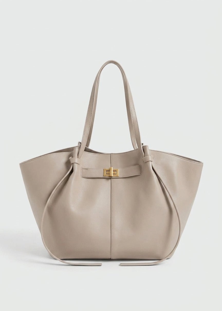 OLANE Spacious Vegan Leather Shopper Bag BeigeRegularBag