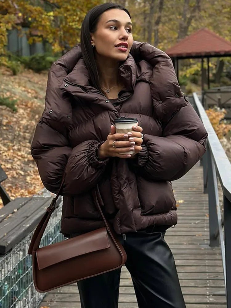 Stehkragen Kapuzen-Pufferjacke