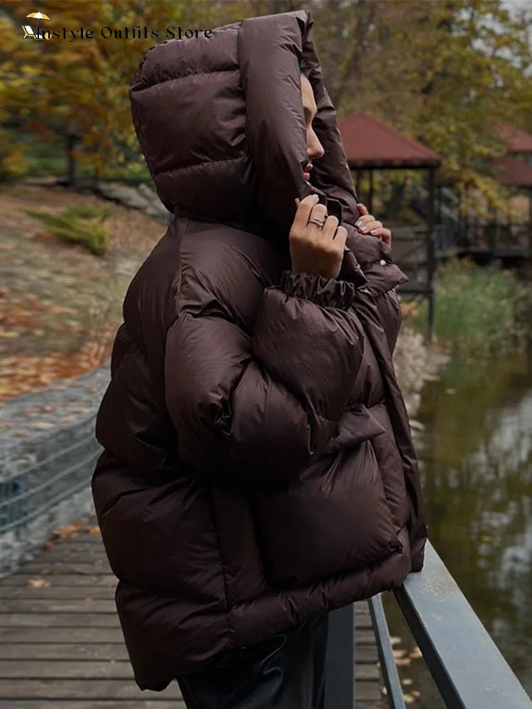 Stehkragen Kapuzen-Pufferjacke