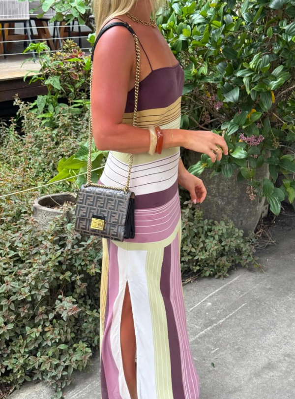 OLANE Striped Knit Bodycon Midi Dress Dusty PinkXSWomen's Dresses