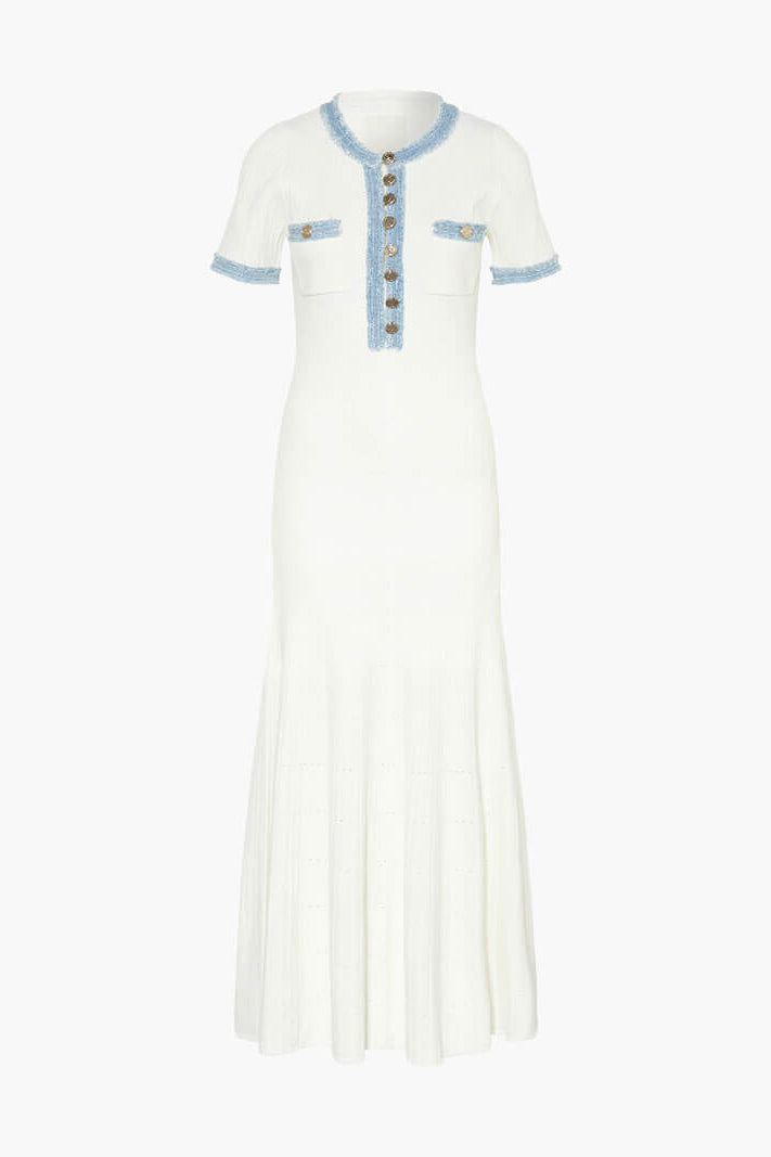 OLANE Stunning White Knitted Maxi Dress SWomen’s Dresses