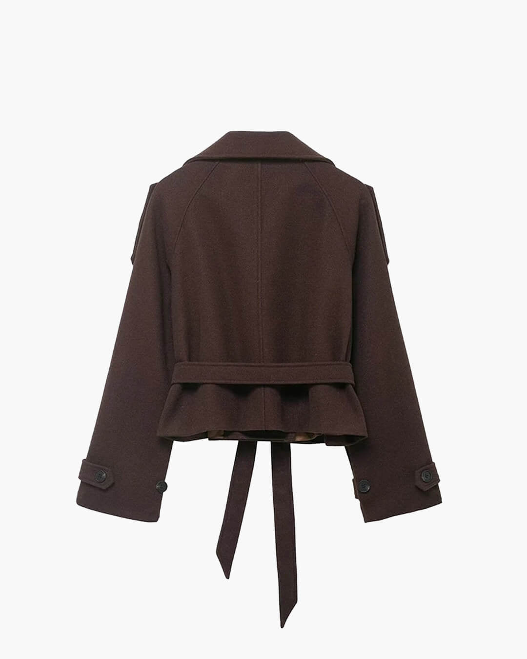 OLANE Stylish Belted High Collared Coat BrownLWomen's Coats & Jackets