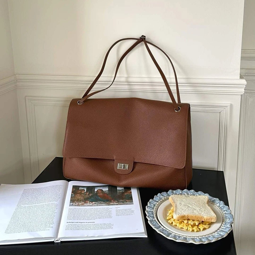 OLANE Stylish Chevron Leather Crossbody Bag BeigeBag