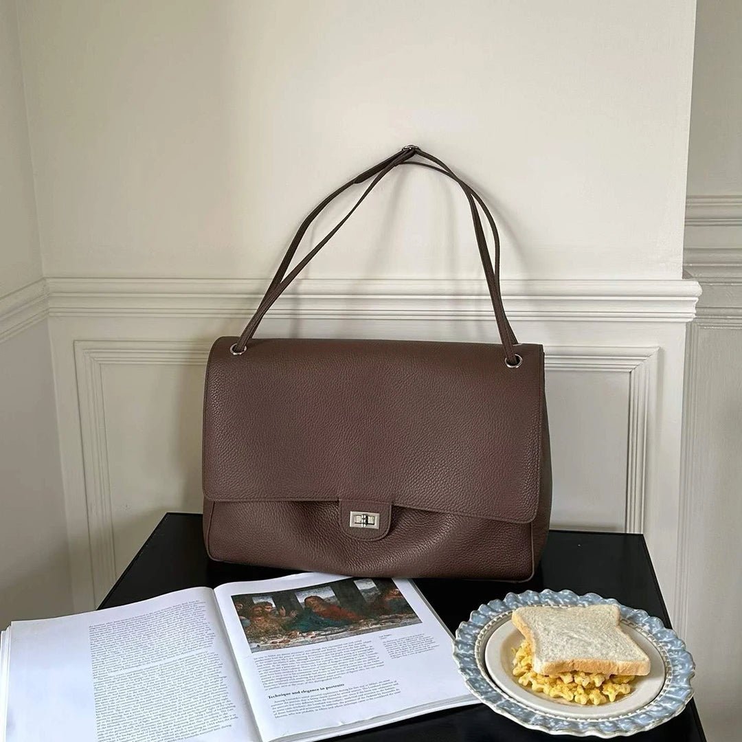 OLANE Stylish Chevron Leather Crossbody Bag BeigeBag