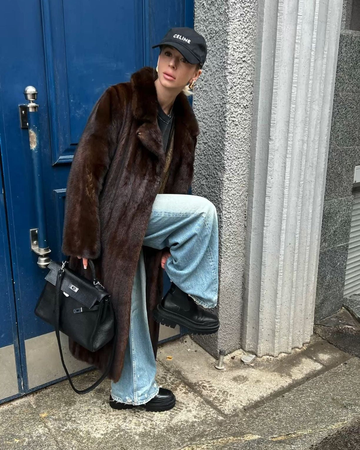 OLANE Stylish Faux Fur Maxi Coat MWomen's Coats & Jackets