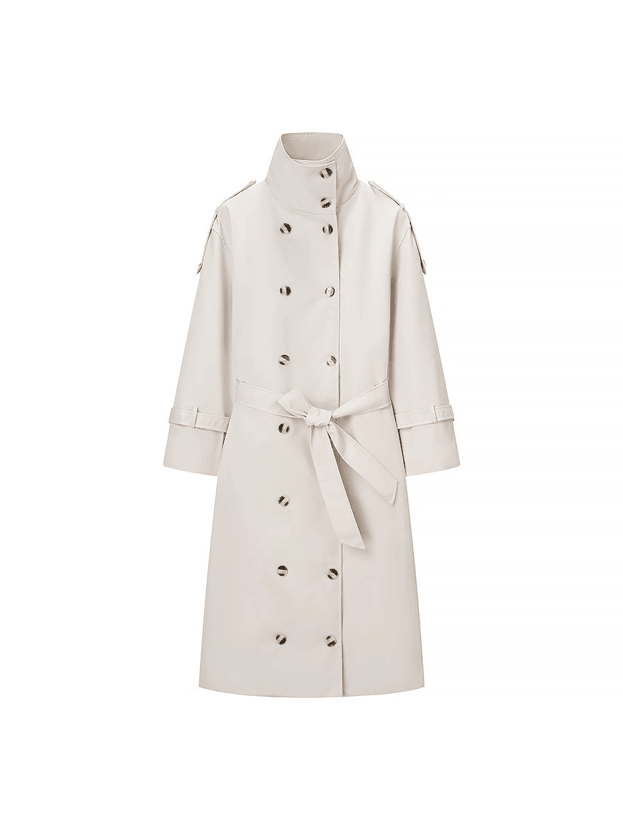 OLANE Stylish Long Belted Trench Coat MWomen's Coats & Jackets