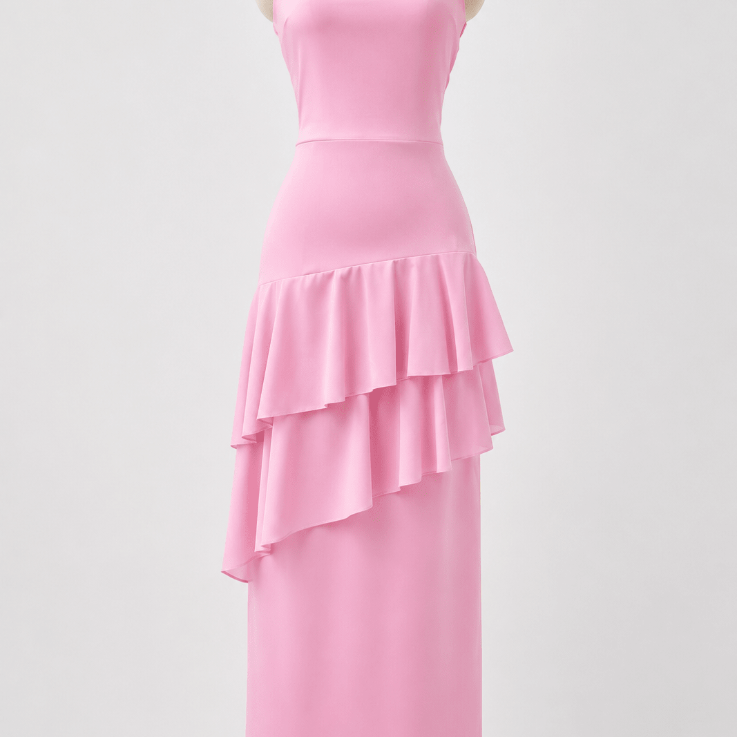 OLANE Tiered Backless Spaghetti Strap Maxi Dress PinkSWomen's Dresses