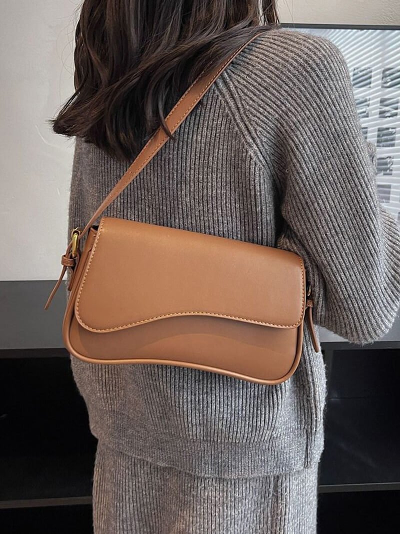 OLANE Vegan Leather Shoulder Saddle Bag SilverRegularBag