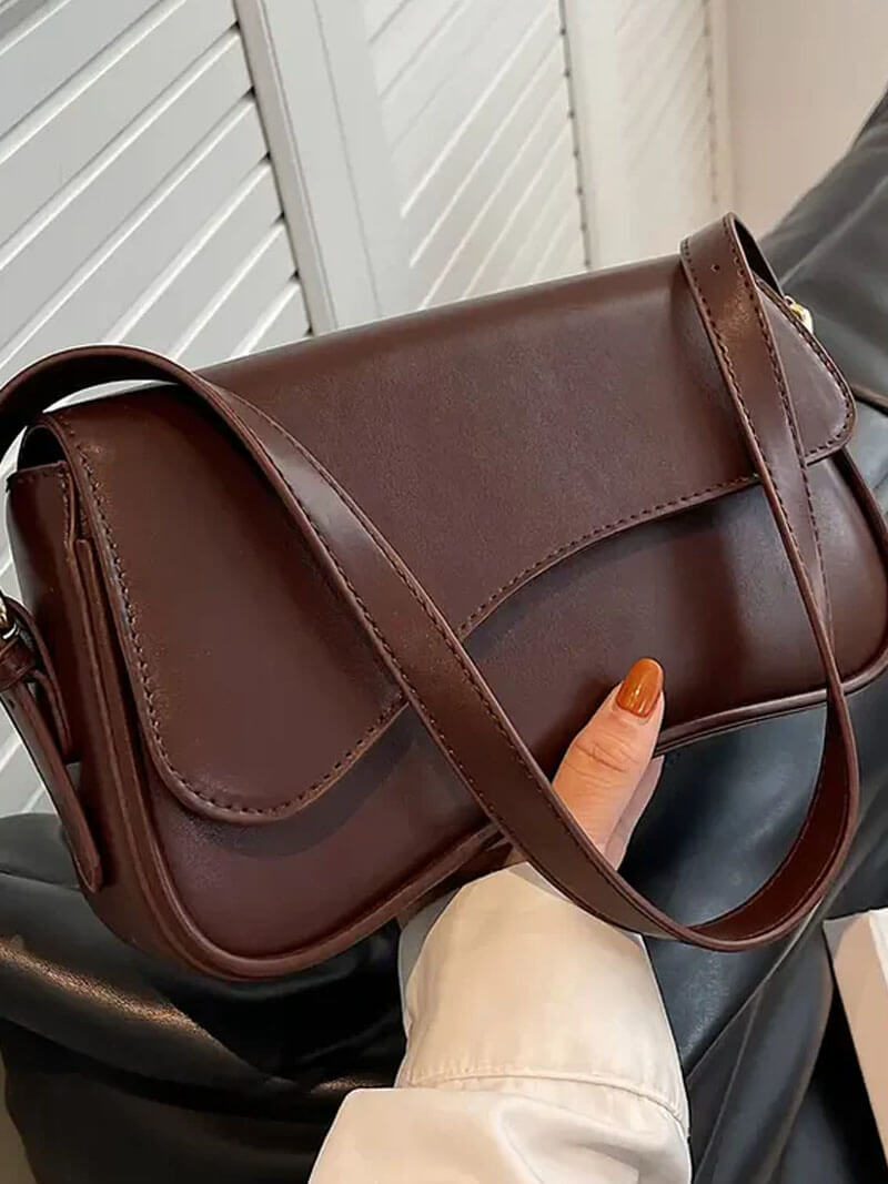 OLANE Vegan Leather Shoulder Saddle Bag SilverRegularBag