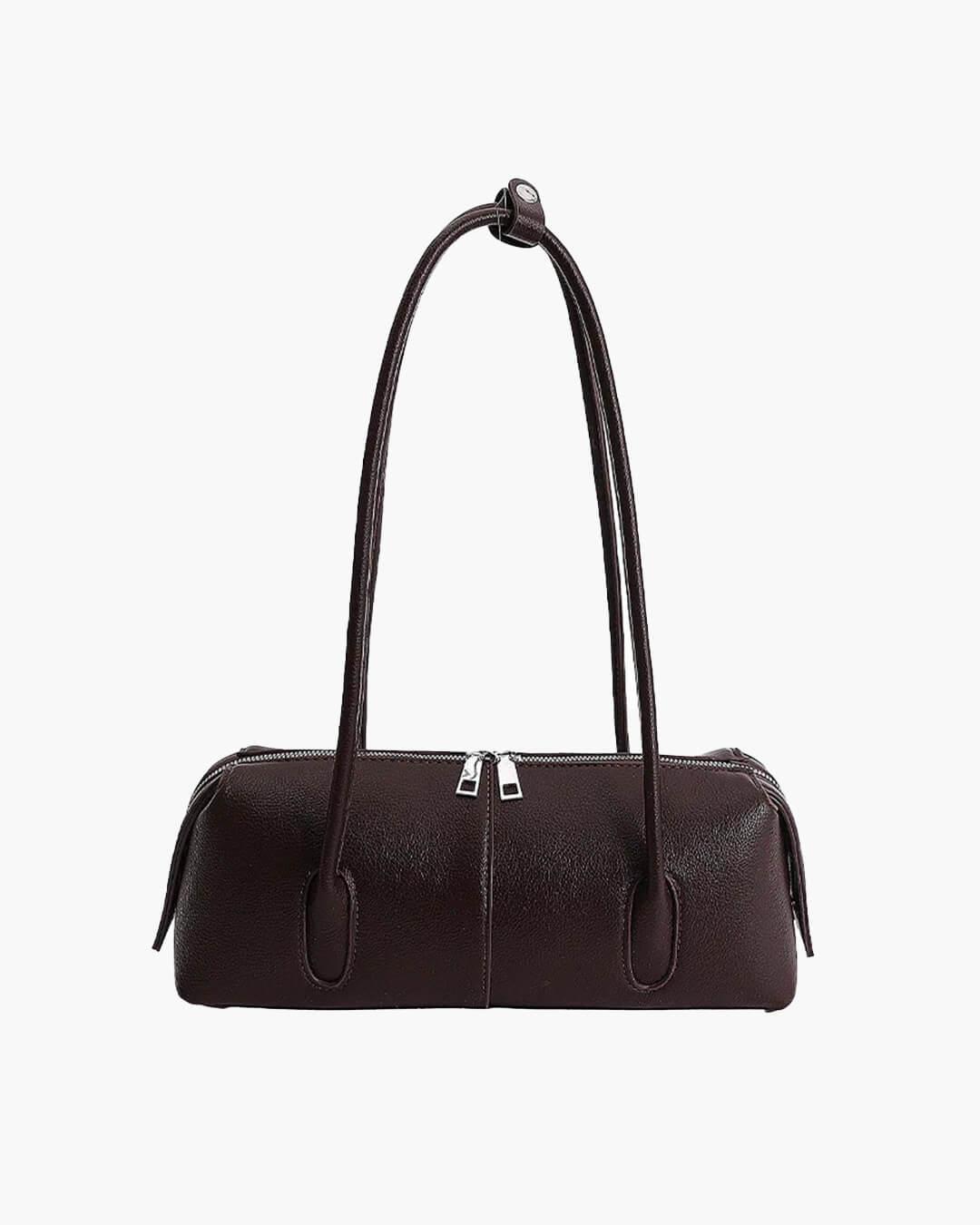 OLANE Vintage Cylindrical Leather Shoulder Bag Taupe-GreyWomen's Handbags