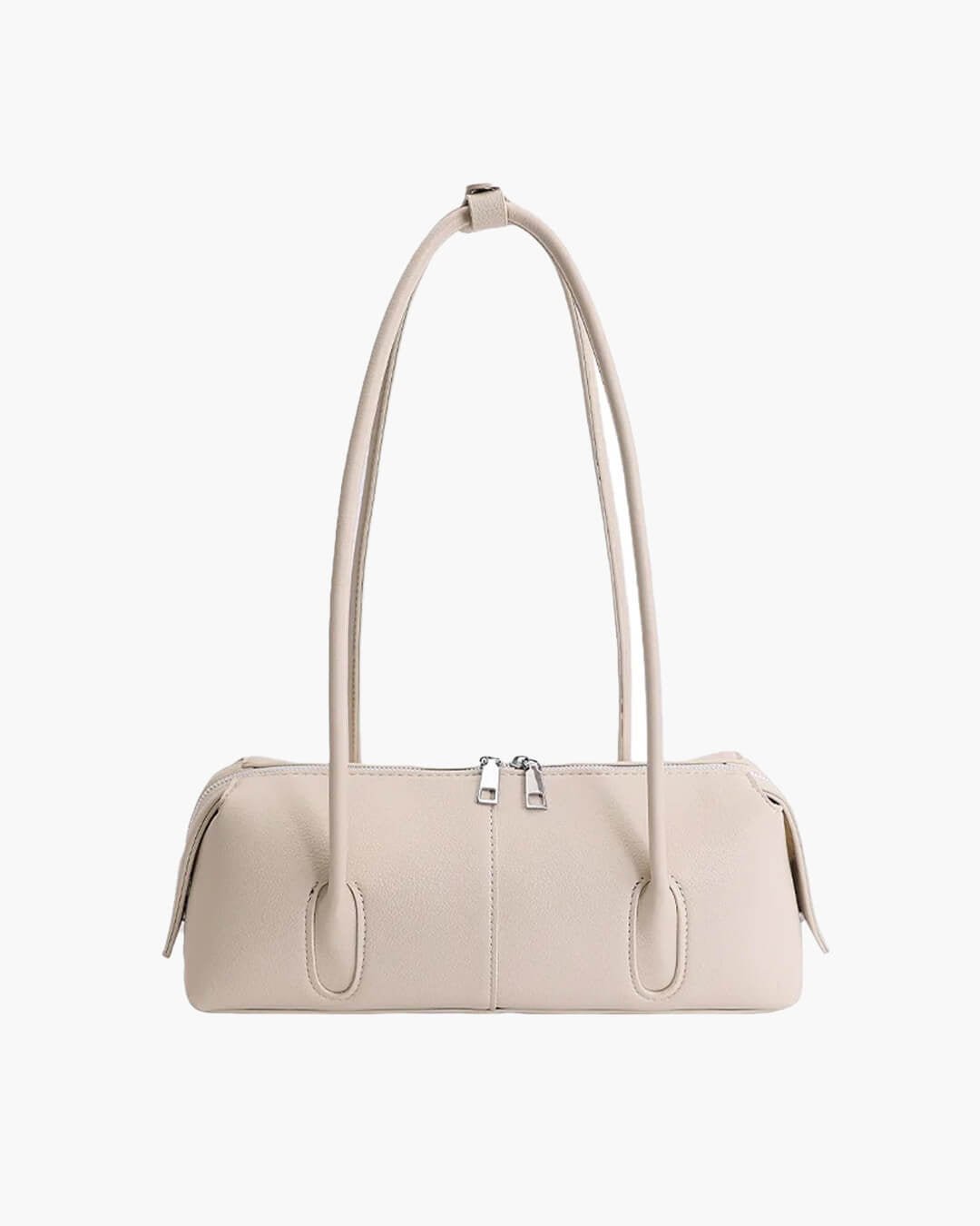 OLANE Vintage Cylindrical Leather Shoulder Bag Taupe-GreyWomen's Handbags