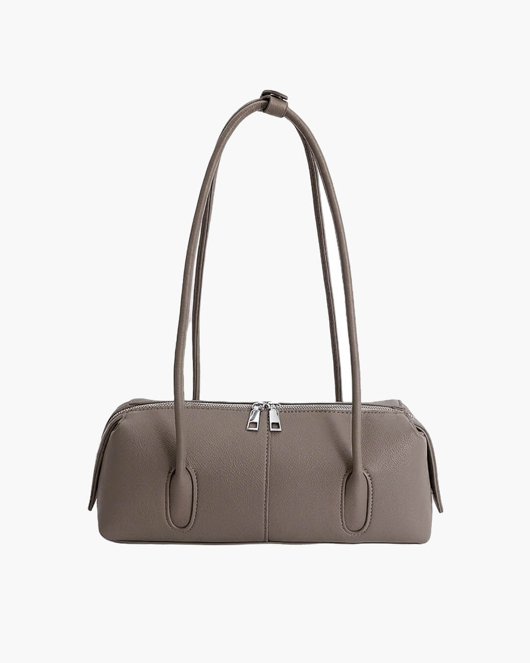 OLANE Vintage Cylindrical Leather Shoulder Bag Taupe-GreyWomen's Handbags