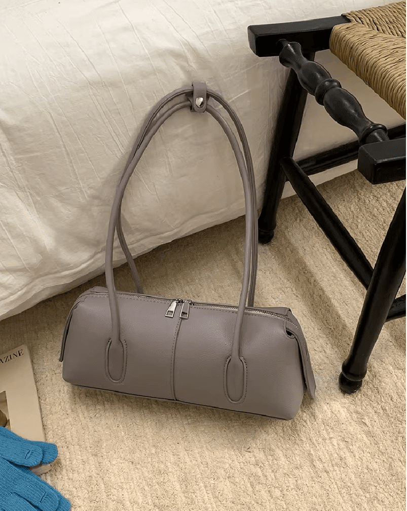 OLANE Vintage Cylindrical Leather Shoulder Bag WhiteWomen's Handbags