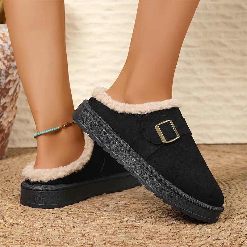 Warme Kunstfellgefütterte Wildleder-Clogs