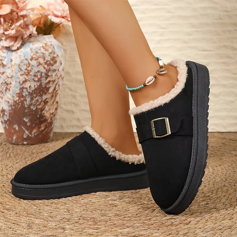 Warme Kunstfellgefütterte Wildleder-Clogs