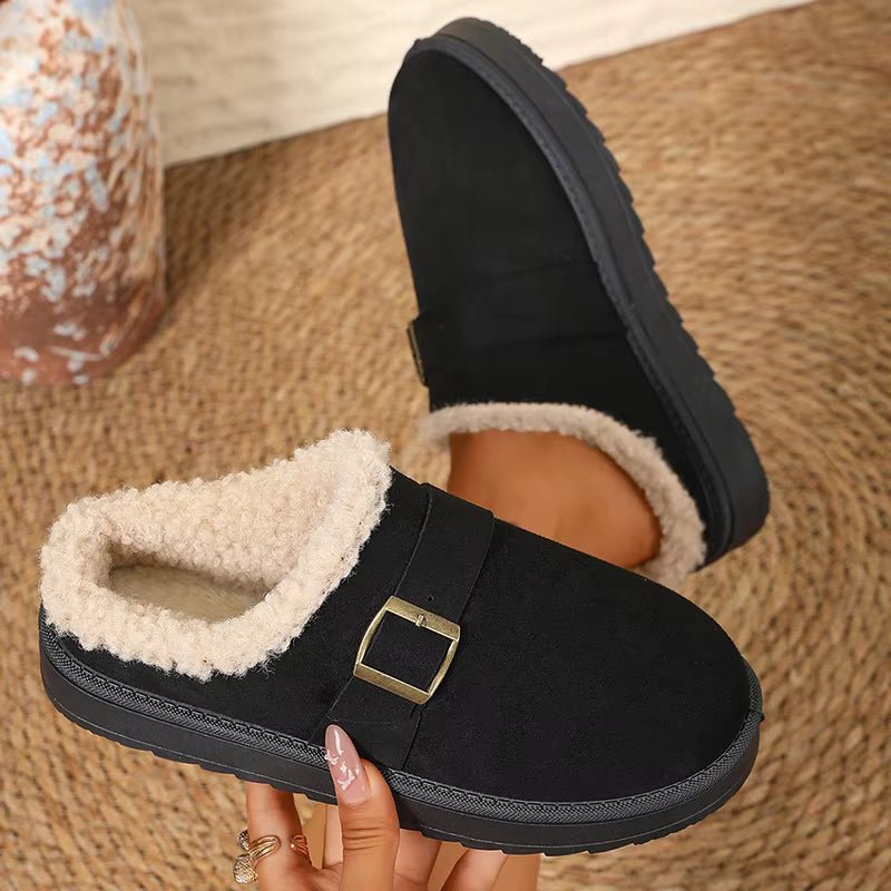 Warme Kunstfellgefütterte Wildleder-Clogs