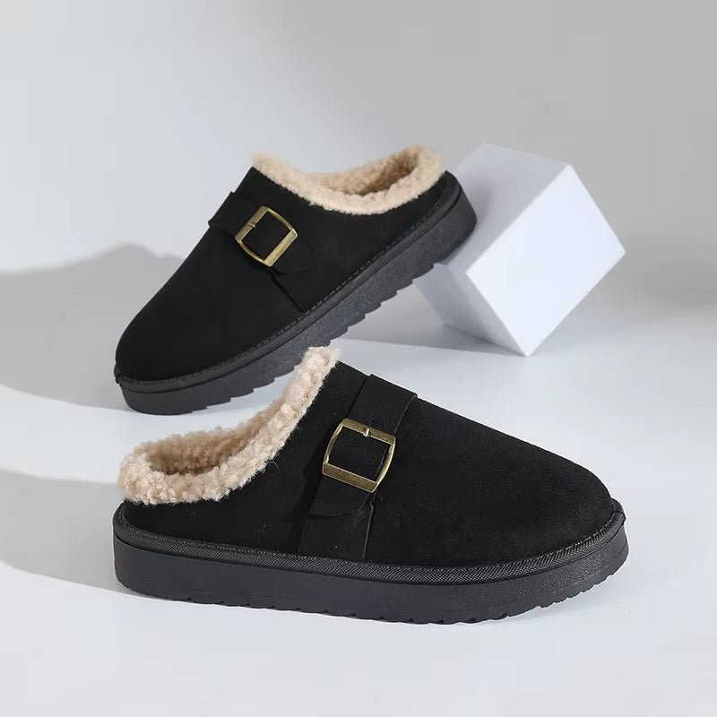 Warme Kunstfellgefütterte Wildleder-Clogs
