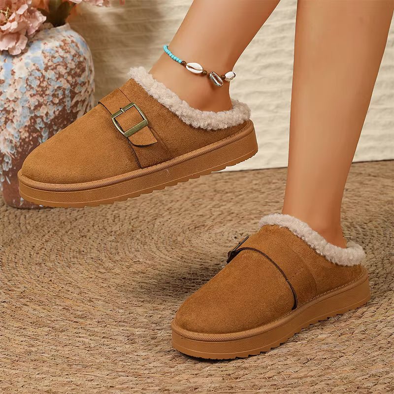 Warme Kunstfellgefütterte Wildleder-Clogs