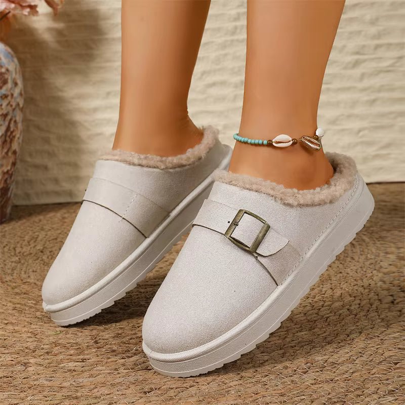 Warme Kunstfellgefütterte Wildleder-Clogs