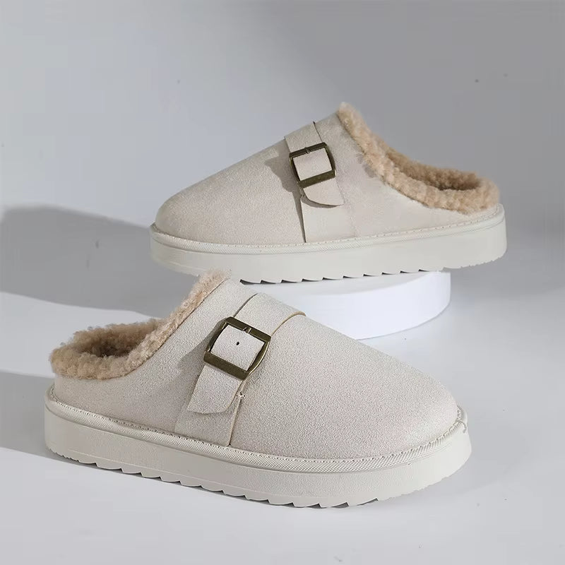 Warme Kunstfellgefütterte Wildleder-Clogs