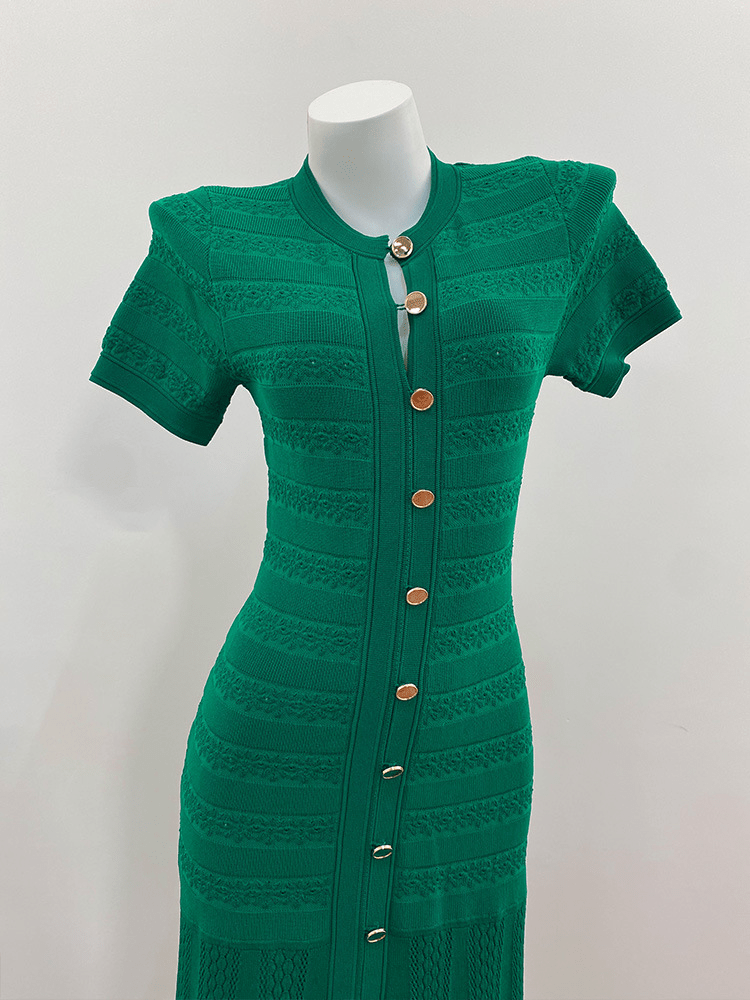 OLANE Wren Ribbed Knit Midi Dress GreenXSWomen's Dresses