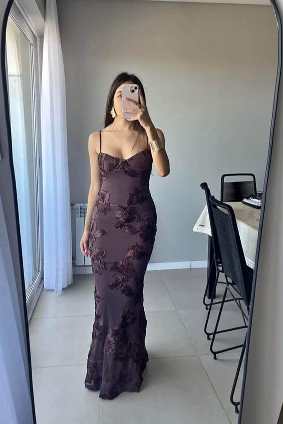 Julie Bodycon Applikation Rückenknoten Abendkleid