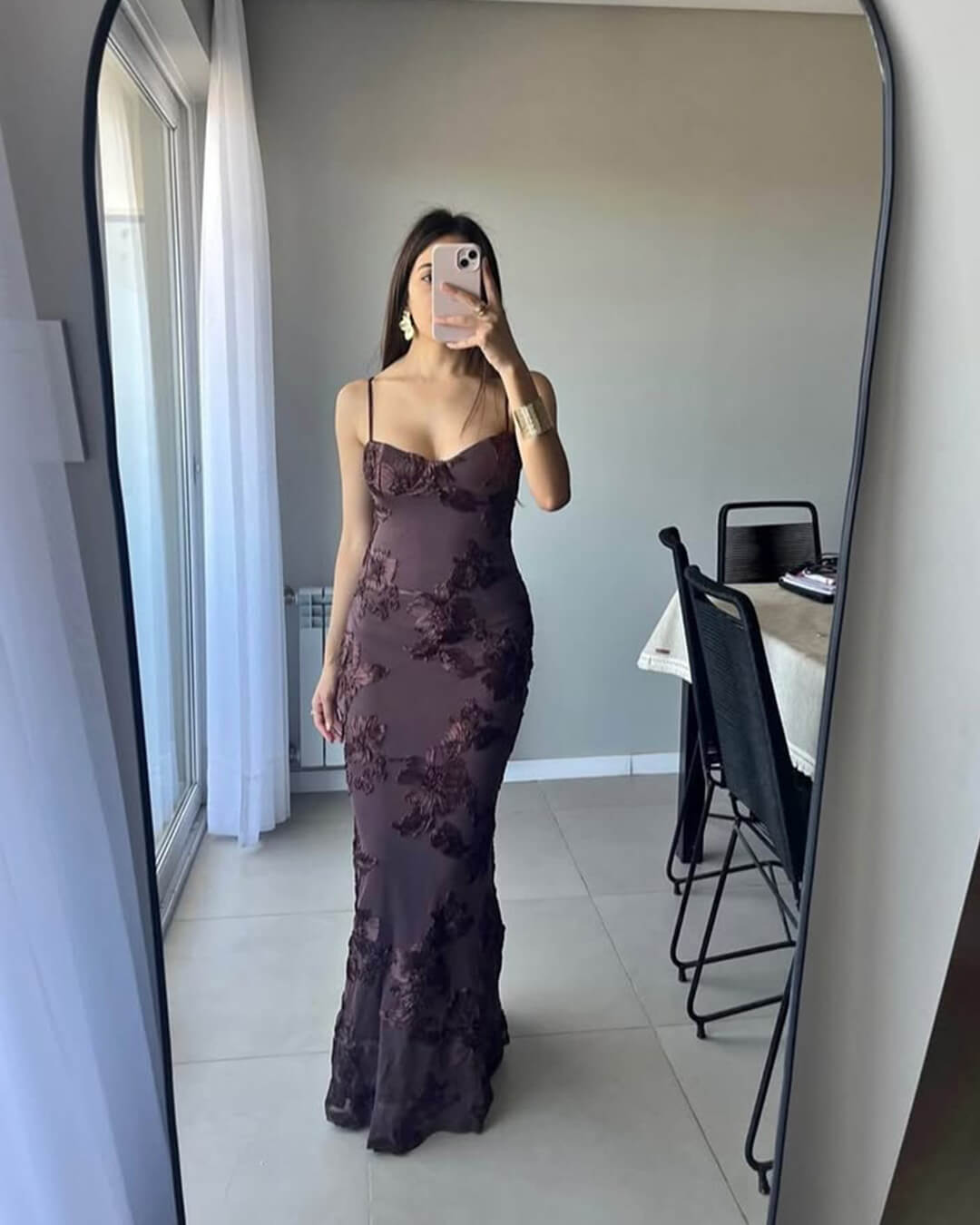 Julie Bodycon Applikation Rückenknoten Abendkleid