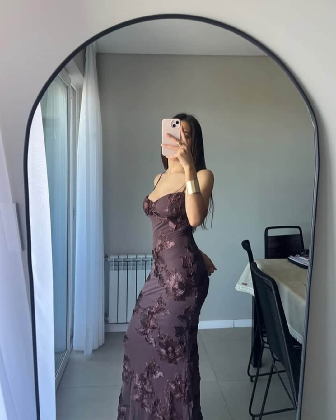 Julie Bodycon Applikation Rückenknoten Abendkleid